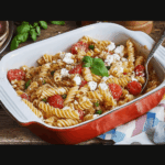 nudeln mit feta und tomate: einfach, kreativ & unwiderstehlich 4 nudeln mit feta und tomate in auflaufform naheaufnahme mit gabel