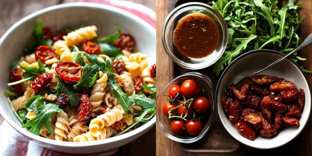 Nudelsalat mit Rucola und getrocknete Tomaten: dein ultimatives Sommer-Highlight 3 Nudelsalat mit Rucola und getrocknete Tomaten mit frischen Zutaten