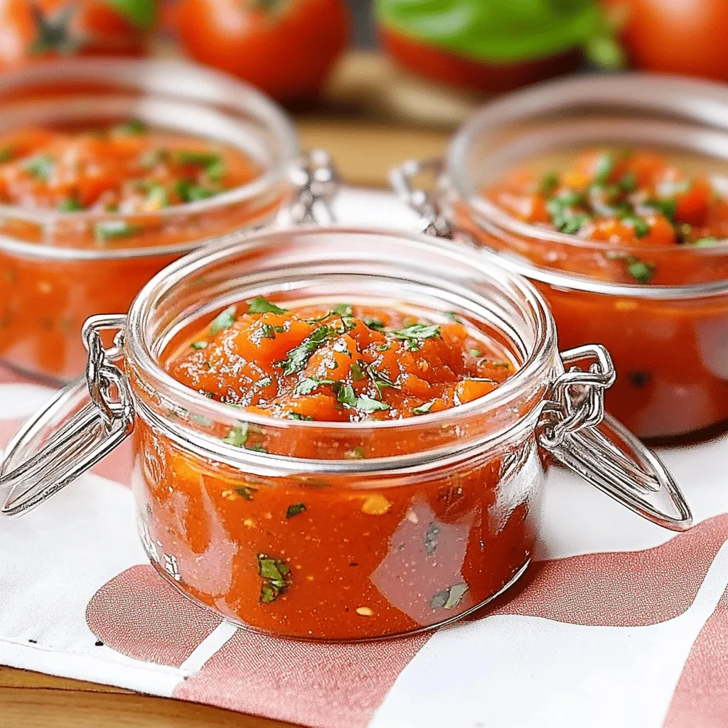 tomatensugo rezept italienisch in einer nahaufnahme im kleinen glaskrug serviert